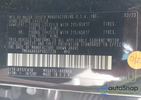 2023 Toyota Corolla Cross L из США, поврежденный, VIN 7MUAAABGXPV057238